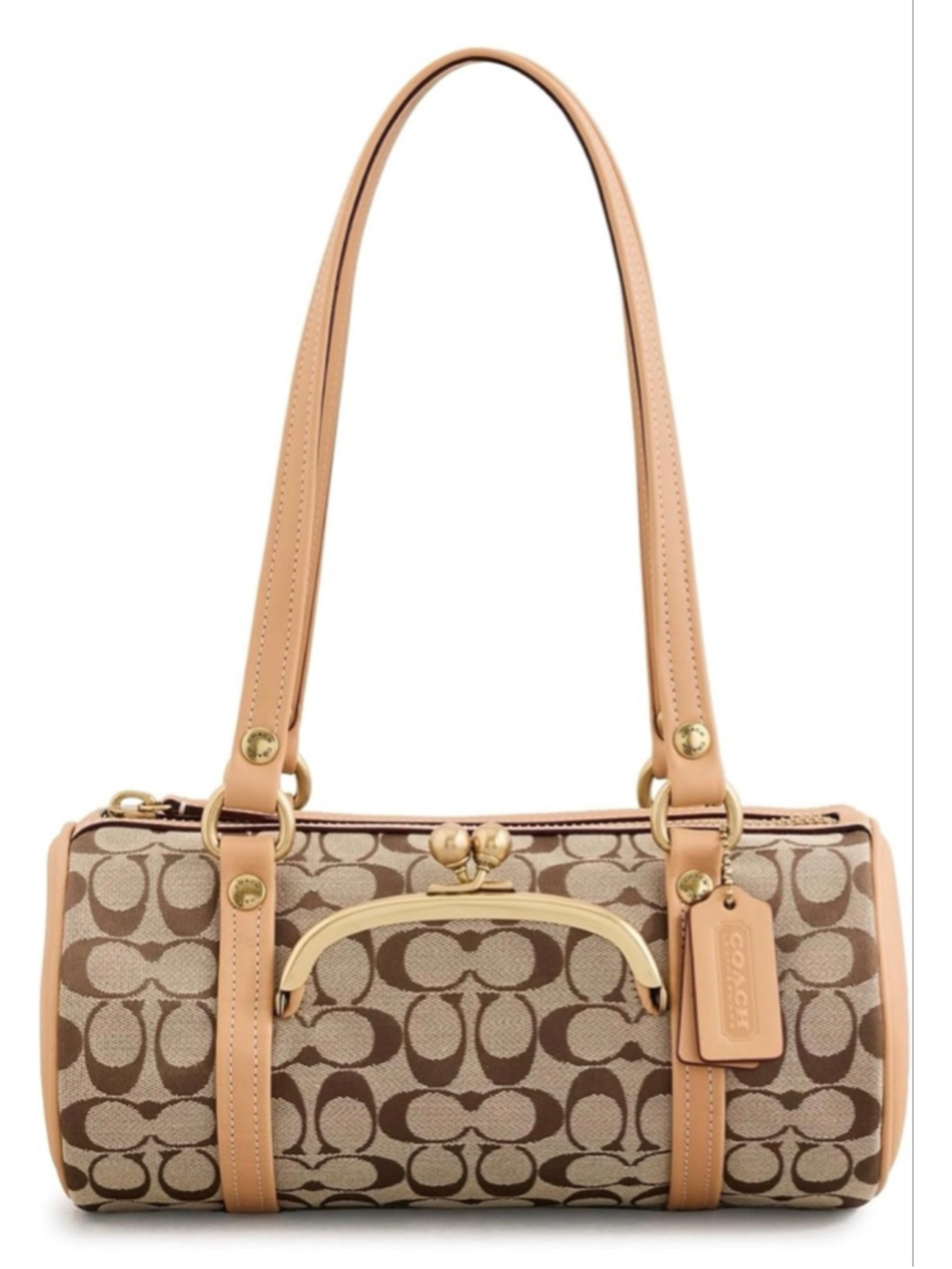 COACH Kisslock Barrel Bag 28 - Khaki Light Peach